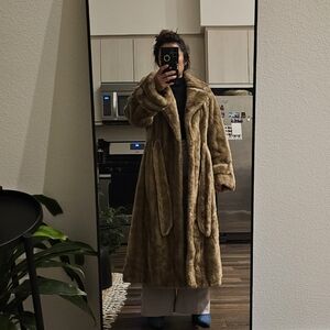 Luxurious Tan Faux Fur Coat